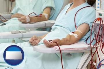 dialysis clinic with Kansas icon
