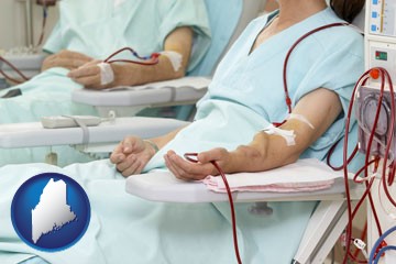 dialysis clinic with Maine icon
