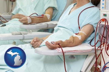 dialysis clinic with Michigan icon