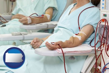 dialysis clinic with Pennsylvania icon