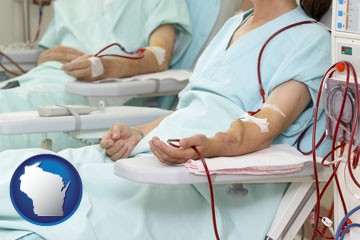 dialysis clinic with Wisconsin icon