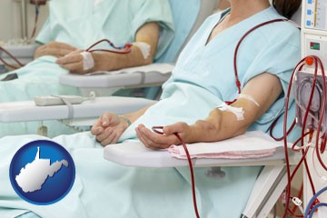 dialysis clinic with West Virginia icon